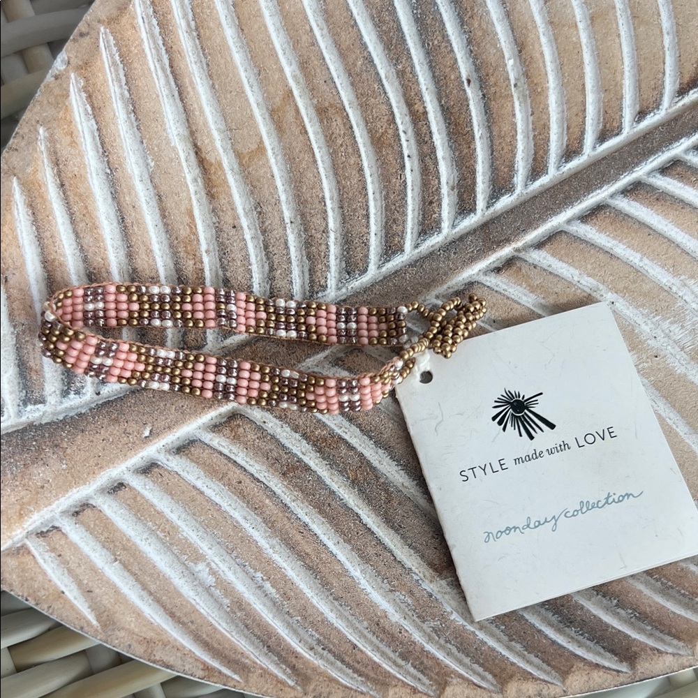Noonday Pink and Bronze Beaded Bracelet NWT